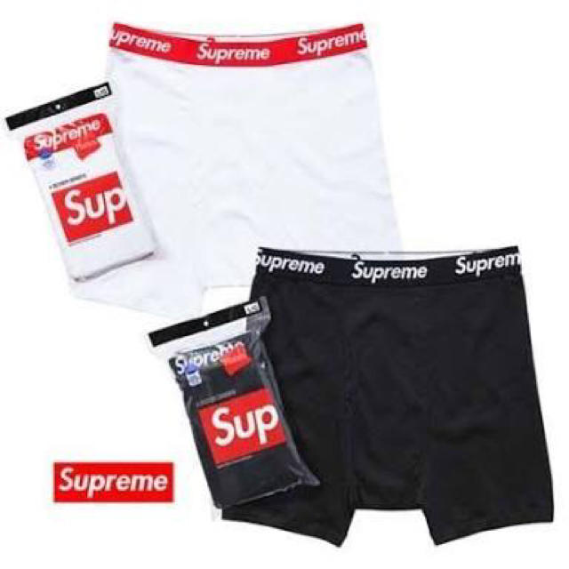 【白×2,黒×2】supreme  × hanes ボクサー パンツ