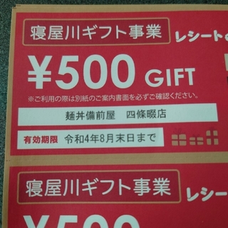 寝屋川ギフト　1万円分　麺丼備前屋(その他)