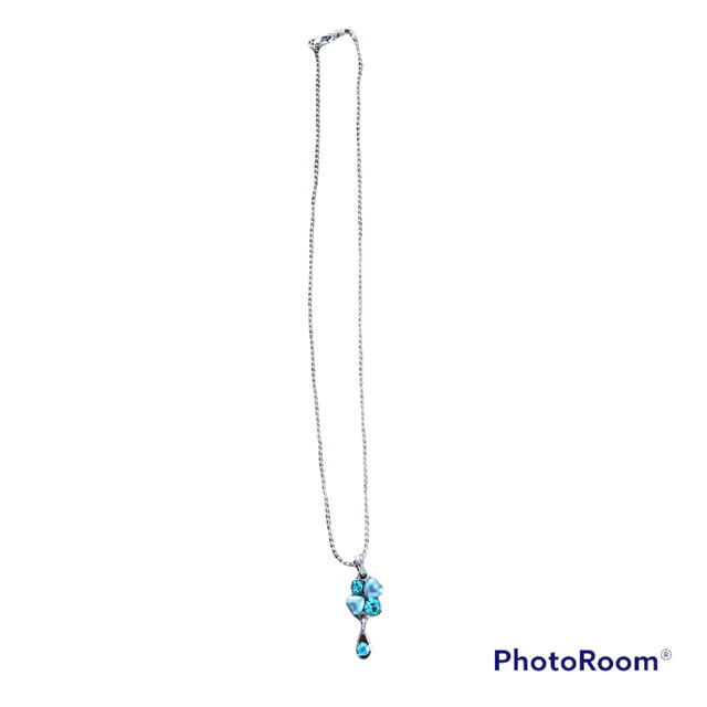 ぷっくりハートのクローバー型ネックレスチャーム(ペンダント)・ブルー レディースのアクセサリー(ネックレス)の商品写真
