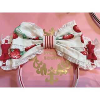 アンジェリックプリティー(Angelic Pretty)の新品☆摘みたていちごリボンカチューシャ(白)(カチューシャ)