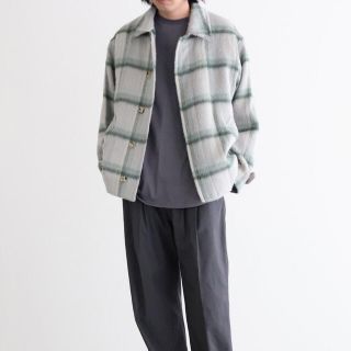 AURALEE ALPACA SHAGGY CHECK BLOUSON