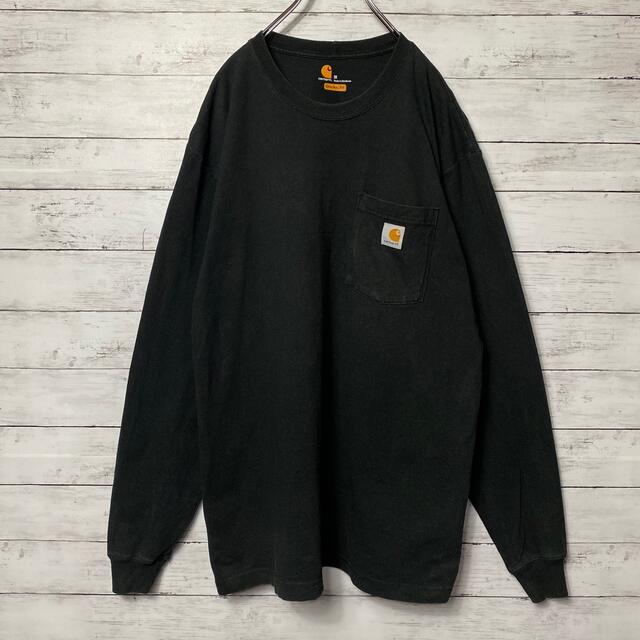 carhartt(カーハート)の【定番デザイン】90s carhartt ワンポイントロゴ　ブラック　ロンT メンズのトップス(Tシャツ/カットソー(七分/長袖))の商品写真