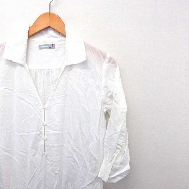 BEAMS BOY(ビームスボーイ)のビームスボーイ BEAMS BOY オールインワン シャツ 七分袖 ショート丈 レディースのパンツ(サロペット/オーバーオール)の商品写真