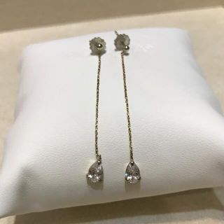 ピアス　ロング　チェーン　ゴールド　ストーン　一粒(ピアス)