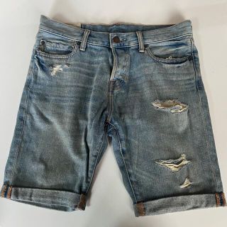 アバクロンビーアンドフィッチ(Abercrombie&Fitch)の超美品☆アバクロ　デニム　ダメージ　クラッシュ　ハーフパンツ ジーンズ　３０(デニム/ジーンズ)