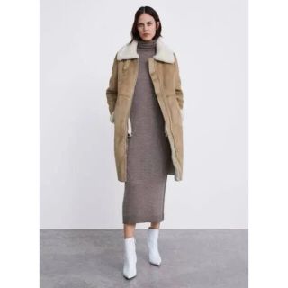 ザラ(ZARA)のZARA ロング　コート　ベージュ　アウター(ロングコート)