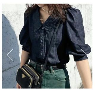 マウジー(moussy)のBIG COLLAR DENIM BLOUSE サイズ2 新品未使用(シャツ/ブラウス(半袖/袖なし))