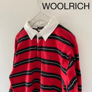 ウールリッチ(WOOLRICH)の90'sWOOLRICHウールリッチボーダーラガーシャツmM赤レッド長袖メンズ(Tシャツ/カットソー(七分/長袖))