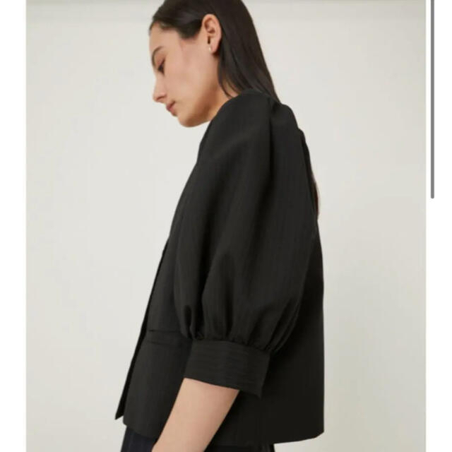 CLANE(クラネ)のRIM.ARK Puff Sleeve W-JK tops 柄BLK リムアーク レディースのジャケット/アウター(ノーカラージャケット)の商品写真