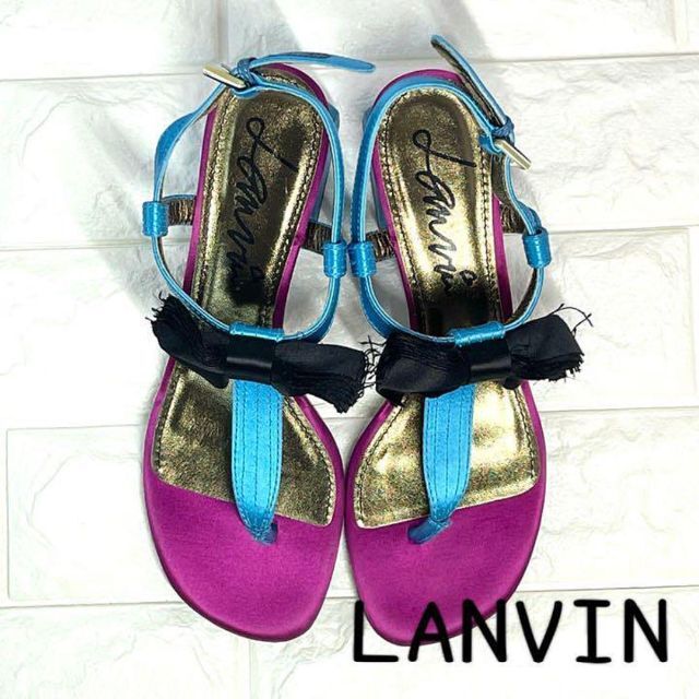 LANVIN(ランバン)の新品同様美品✨LANVINランバン✨トングサンダル サテン リボンモチーフ レディースの靴/シューズ(サンダル)の商品写真