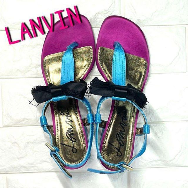 LANVIN(ランバン)の新品同様美品✨LANVINランバン✨トングサンダル サテン リボンモチーフ レディースの靴/シューズ(サンダル)の商品写真