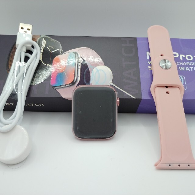 【体温】スマートウォッチ(ピンク) 日本語対応 Ｍ７pro ワイヤレス充電