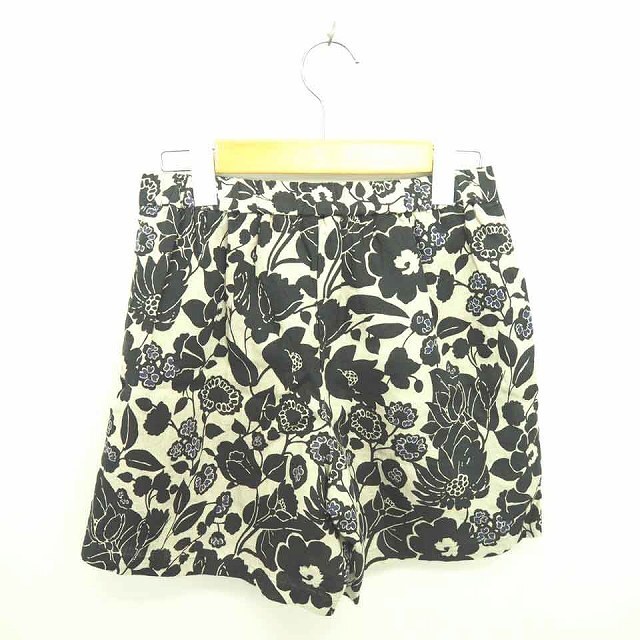シップス SHIPS パンツ キュロット ショート 花柄 ジップフライ 麻 リネ