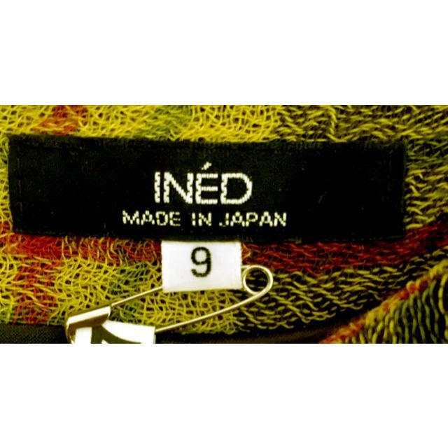 INED(イネド)のM～L ワンピース INED イネド チュニック イエロー グリーン ラグラン袖 レディースのワンピース(ひざ丈ワンピース)の商品写真