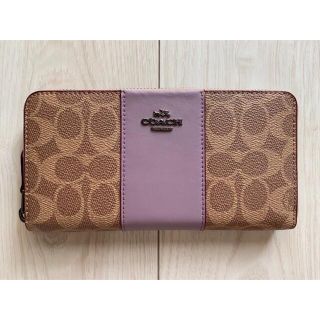 コーチ(COACH)のCOACH長財布シグネチャーカーキ×パープルF31546新品未使用(財布)