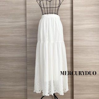 マーキュリーデュオ(MERCURYDUO)の新品◇MERCURYDUO マーキュリーデュオ　楊柳刺繍フレアマキシスカート(ロングスカート)