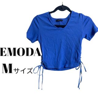 エモダ(EMODA)のEMODA エモダ 半袖 トップス vネック レディース 青(Tシャツ(半袖/袖なし))