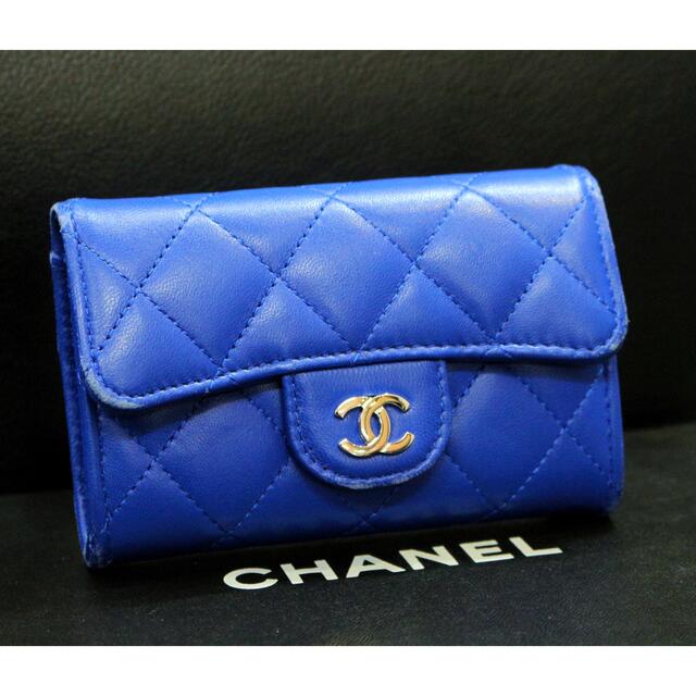 CHANEL(シャネル)のCHANEL☆マトラッセコインケース/カードケース/小物入れ/青 レディースのファッション小物(コインケース)の商品写真