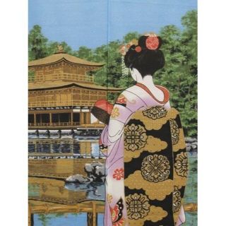 日本画風のれん『舞妓金閣寺(まいこきんかくじ)』 85×150cm(のれん)