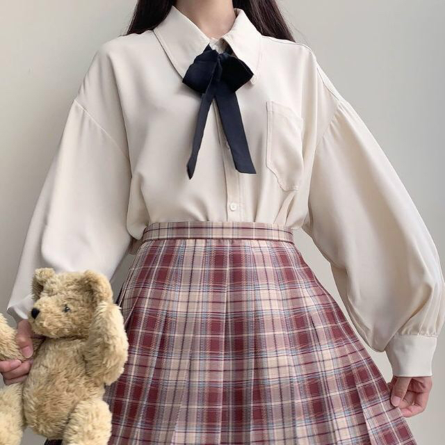 【XXL】長袖シャツ ブラウス ロリータ フェミニン 量産型 地雷系 制服 レディースのトップス(シャツ/ブラウス(長袖/七分))の商品写真