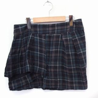 ザラ(ZARA)のザラ ZARA スカート チェック 台形 ミニ コットン 綿 36 グリーン 緑(その他)