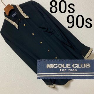 ニコルクラブフォーメン(NICOLE CLUB FOR MEN)の80s 90s◆ニコル クラブ フォーメン◆サテン テロテロ 和柄飾り シャツ(シャツ)