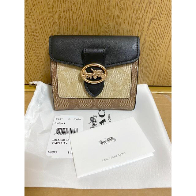 COACH コーチ ミニ財布 馬モチーフ シグネチャー ブラウン