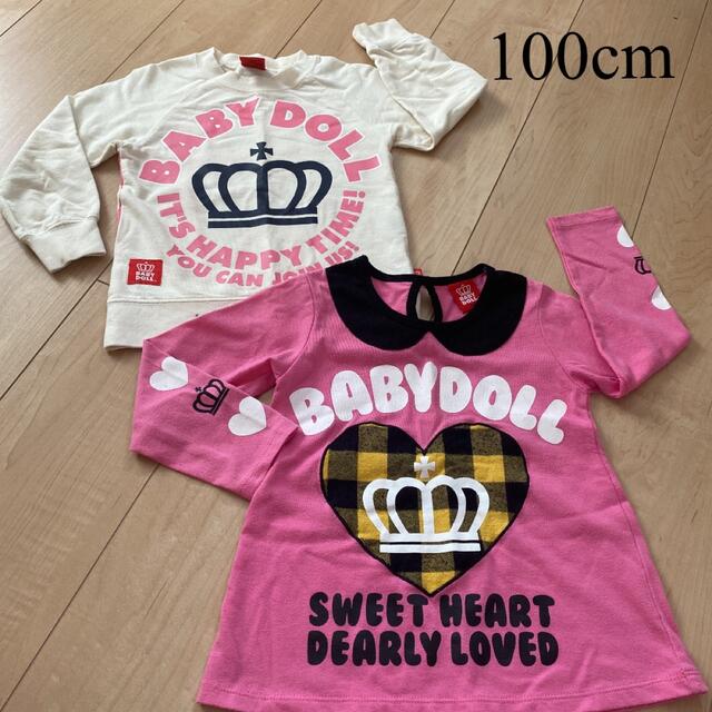 BABYDOLL(ベビードール)のベビードール ロングTシャツ　100センチ 2枚セット キッズ/ベビー/マタニティのキッズ服女の子用(90cm~)(Tシャツ/カットソー)の商品写真