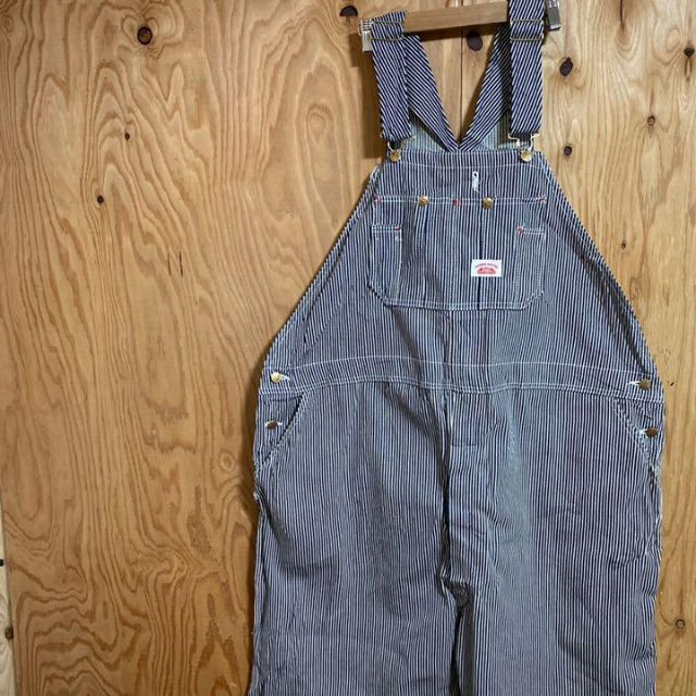 ラウンドハウス ストライプ オーバーオール デニム パンツ USA古着 90s メンズのパンツ(サロペット/オーバーオール)の商品写真