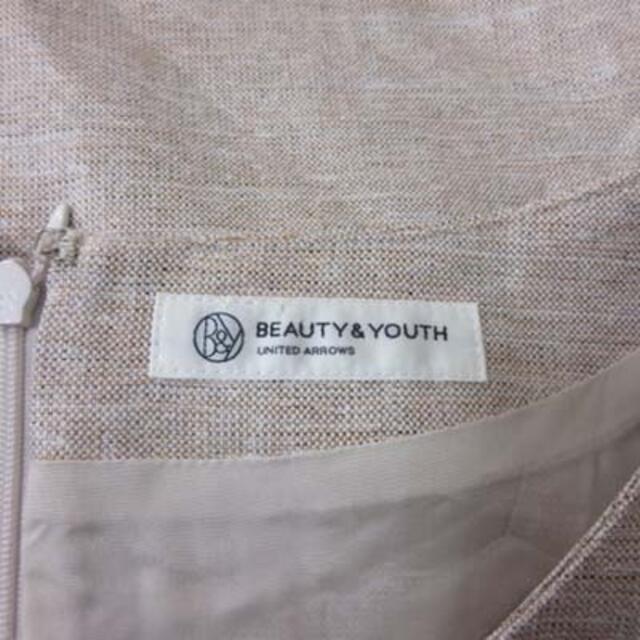 BEAUTY&YOUTH UNITED ARROWS(ビューティアンドユースユナイテッドアローズ)のユナイテッドアローズ ビューティー&ユース ひざ丈ワンピース 半袖 ベージュ レディースのワンピース(ひざ丈ワンピース)の商品写真