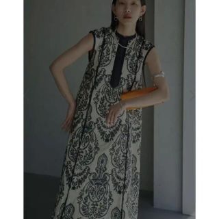 アメリヴィンテージ(Ameri VINTAGE)の【新品未使用/タグ有】DAMASK EMBROIDERY LINEN DRESS(ロングワンピース/マキシワンピース)