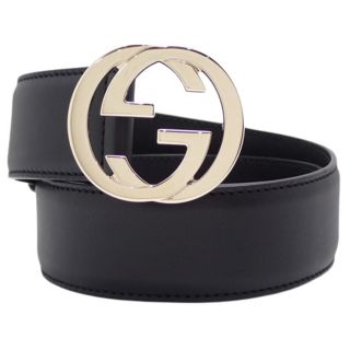 グッチ(Gucci)のグッチ インターロッキングG バックルベルト レザー 黒 40802021362(ベルト)