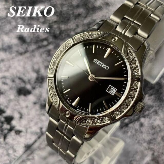 【新品】SEIKO★ セイコー クォーツ ブラックダイヤル レディース腕時計約29㎜×厚さ約8㎜腕回り