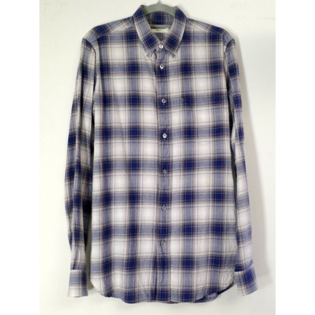サンローランパリ 16AW 青 黒 チェックシャツ XS エディスリマン