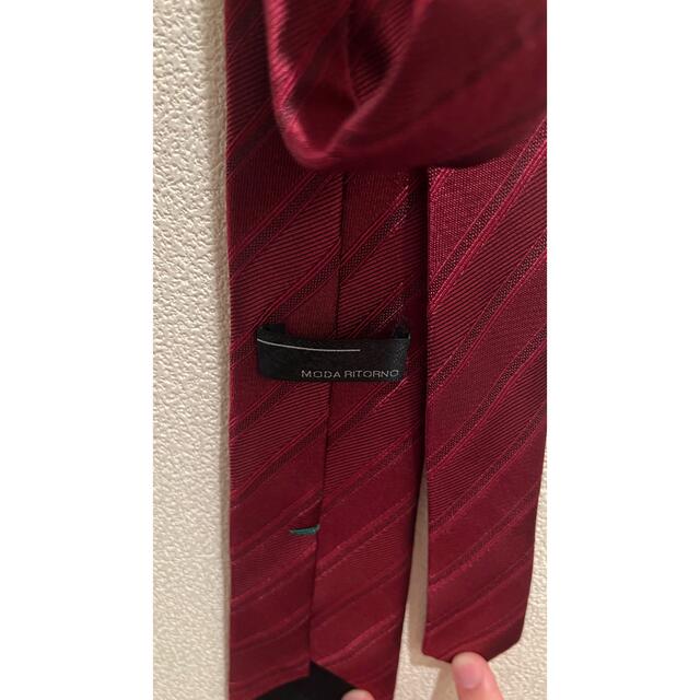 ネクタイ　【MODA RITORNO（モダリトルノ）】　メンズ　赤　光沢 メンズのファッション小物(ネクタイ)の商品写真