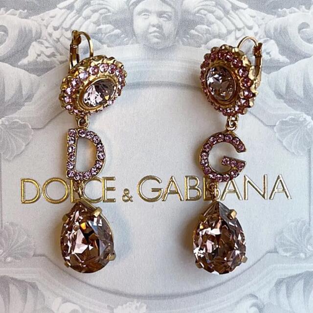 DOLCE&GABBANA(ドルチェアンドガッバーナ)の【ご専用出品☆】DOLCE&GABBANA ピンク　ロゴストーン　ピアス　正規品 レディースのアクセサリー(ピアス)の商品写真