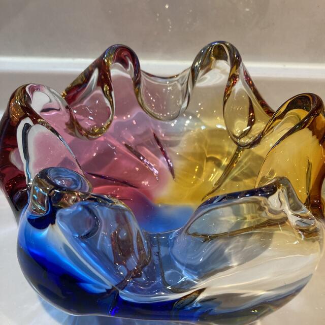 花瓶　ガラス　カラフル レインボー  フラワーべース　美品