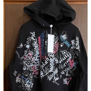 マルタンマルジェラ(Maison Martin Margiela)の黒XS新品 メゾン マルジェラ グラフィティ スウェット パーカー レディース (パーカー)