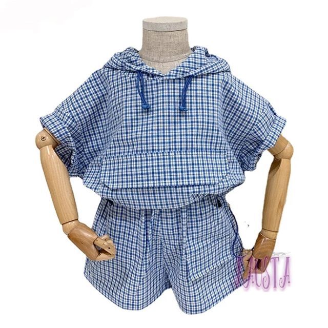 チェック柄 セットアップ フーディ ゆるめ 上下セット 男の子 お洒落 キッズ/ベビー/マタニティのキッズ服男の子用(90cm~)(パジャマ)の商品写真