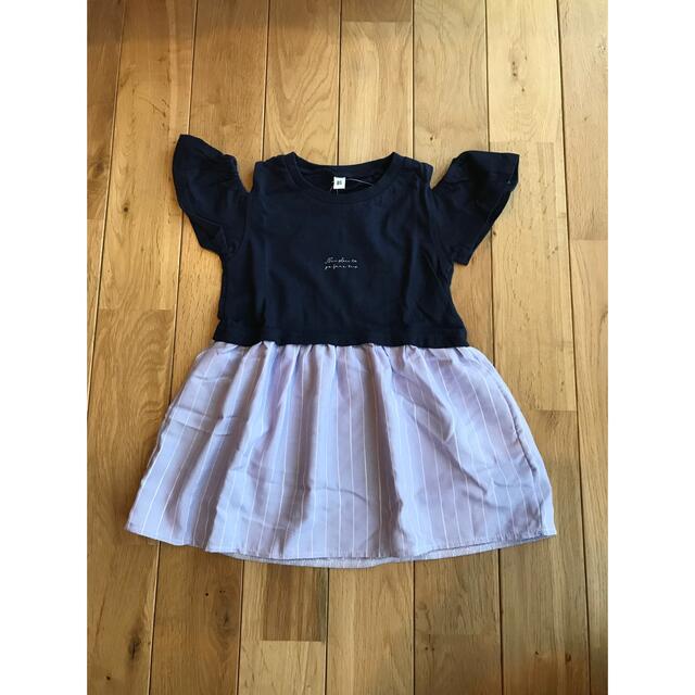 新品 女の子 ベビー オープンショルダー ワンピース 95センチ キッズ/ベビー/マタニティのキッズ服女の子用(90cm~)(ワンピース)の商品写真