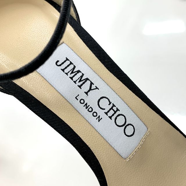 JIMMY CHOO(ジミーチュウ)の4086 未使用 ジミーチュウ ファブリック メッシュ リボン サンダル ブラッ レディースの靴/シューズ(サンダル)の商品写真