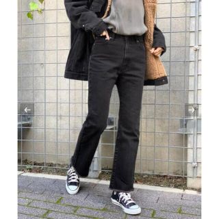 スピックアンドスパン(Spick & Span)の未使用Spick and Span 5 1/2ベルラインフレイデニム　26 黒(デニム/ジーンズ)