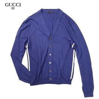 グッチ(Gucci)のd22-02310　グッチ　レーヨンコットンブルーカーディガン(カーディガン)