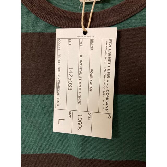 FREEWHEELERS(フリーホイーラーズ)の美中古 フリーホイーラーズ ボーダーTシャツ グリーン×チャコールブラック ４０ メンズのトップス(Tシャツ/カットソー(半袖/袖なし))の商品写真