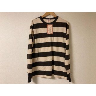 フリーホイーラーズ(FREEWHEELERS)の極美品 フリーホイーラーズ ボーダー ロングTシャツ クリーム×ジェットブラック(Tシャツ/カットソー(七分/長袖))