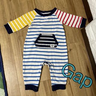 ベビーギャップ(babyGAP)のBaby Gap 長袖ロンパース　ボーダー　6〜12M(ロンパース)