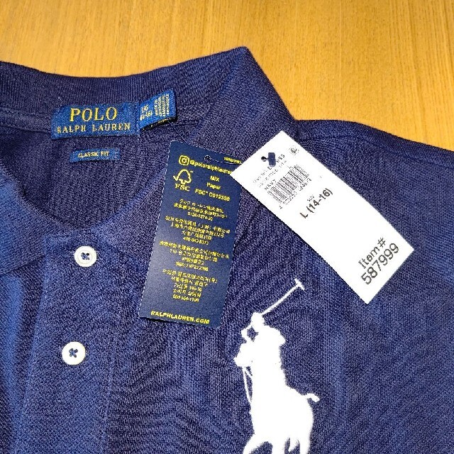 POLO RALPH LAUREN(ポロラルフローレン)のキッズ ボーイズ ポロシャツ 半袖 刺繍 ネイビー 14-16歳 キッズ/ベビー/マタニティのキッズ服男の子用(90cm~)(その他)の商品写真