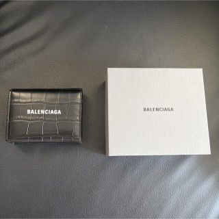 バレンシアガ(Balenciaga)のBALENCIAGA ミニウォレット 財布 ブラック クロコダイル(折り財布)