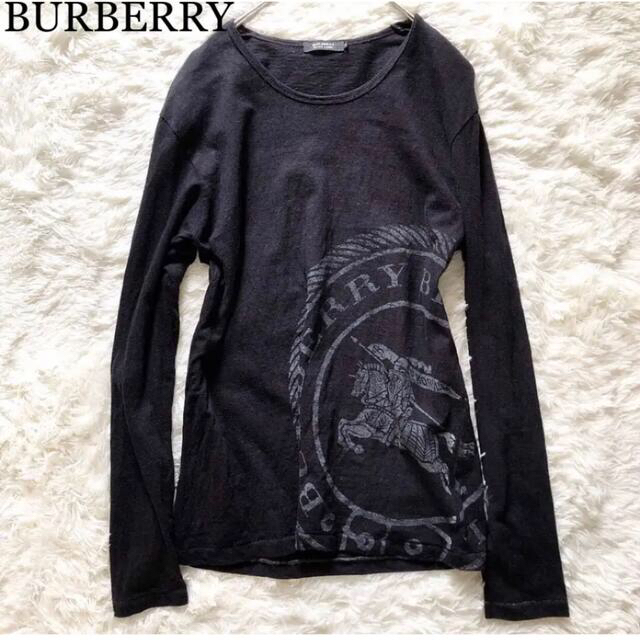 BURBERRY BLACK LABEL(バーバリーブラックレーベル)のBURBERRY バーバリー ブラックレーベル ビッグロゴ ロングTシャツ L メンズのトップス(Tシャツ/カットソー(七分/長袖))の商品写真