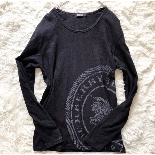 BURBERRY BLACK LABEL(バーバリーブラックレーベル)のBURBERRY バーバリー ブラックレーベル ビッグロゴ ロングTシャツ L メンズのトップス(Tシャツ/カットソー(七分/長袖))の商品写真